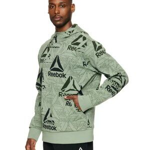 Reebok Men’s Unwind AOP Hoodie – Sea Spray Logo Print Sweatshirt, Size 2XL 3XL
